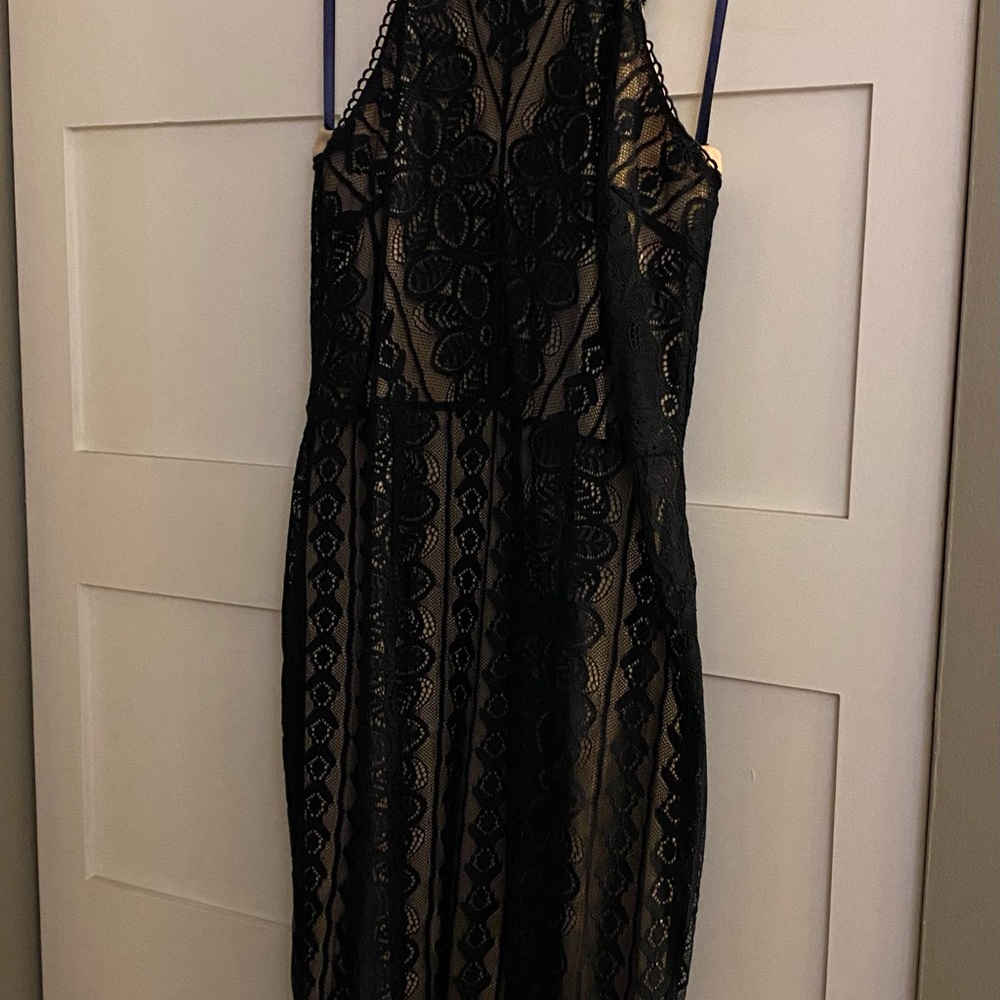 Elegant Navy Blue Lace Dress